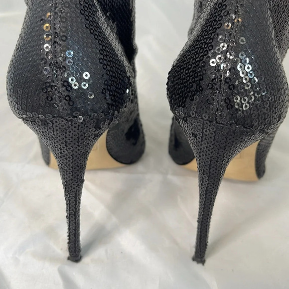 ALDO Cirelle Sequinned Sock Boots Black Stilettos Heels Pointed Toe Size 8.5 - Picture 7 of 12